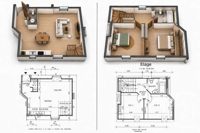 Appartement T3 à vendre - 3 pièces - 47.0 m2 - THEIX NOYALO - 56 - BRETAGNE - Century 21 Tex'Immo