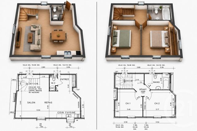 Appartement T3 à vendre - 3 pièces - 48.1 m2 - THEIX NOYALO - 56 - BRETAGNE - Century 21 Tex'Immo